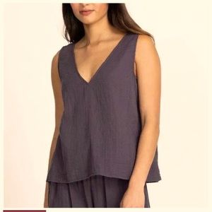 Johnny Was Calme NWOT Gauze Drape Tank Top in Gray